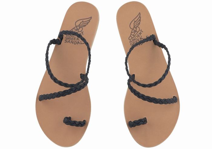 Dark Blue Women Ancient Greek Sandals Eleftheria Leather Braided Sandals | UVG4649IK