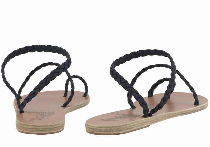 Dark Blue Women Ancient Greek Sandals Eleftheria Leather Braided Sandals | UVG4649IK