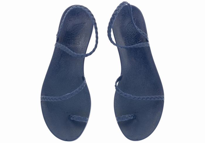 Dark Blue Women Ancient Greek Sandals Eleftheria Braided Sandals | KQI7867MC