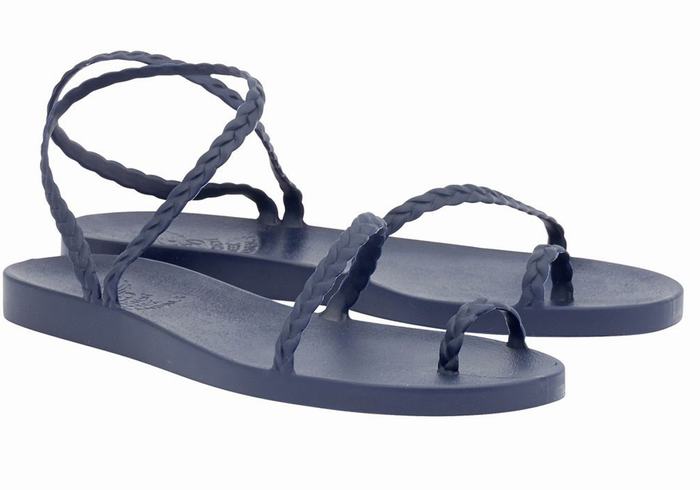 Dark Blue Women Ancient Greek Sandals Eleftheria Braided Sandals | KQI7867MC