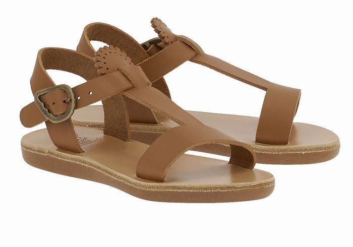 Dark Brown Kids' Ancient Greek Sandals Little Amber Soft Flat Sandals | RTL7381QP