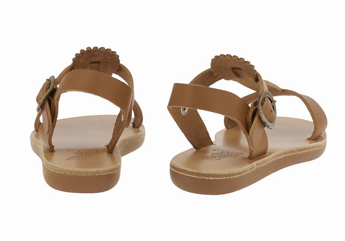 Dark Brown Kids' Ancient Greek Sandals Little Amber Soft Flat Sandals | RTL7381QP