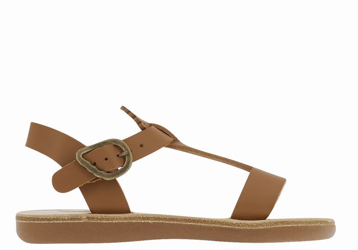 Dark Brown Kids\' Ancient Greek Sandals Little Amber Soft Flat Sandals | RTL7381QP