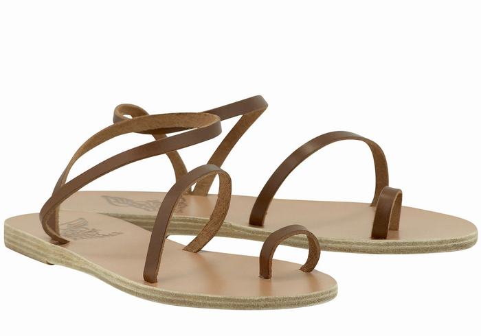 Dark Brown Women Ancient Greek Sandals Apli Eleftheria Leather Fisherman Sandals | RZE1769KF