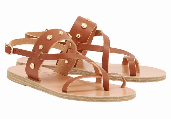 Dark Brown Women Ancient Greek Sandals Alethea Bee Back-Strap Sandals | LZT4031BP