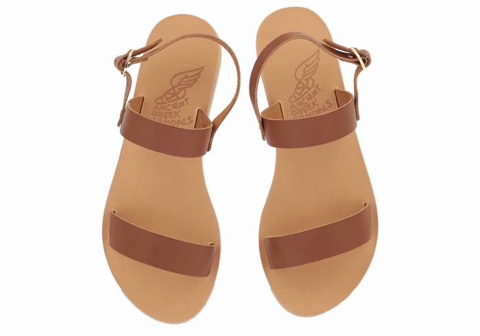 Dark Brown Women Ancient Greek Sandals Clio Back-Strap Sandals | SLX3027GY