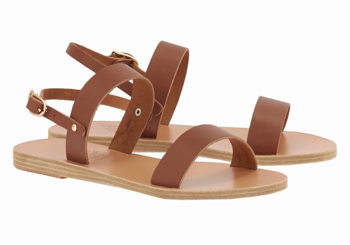 Dark Brown Women Ancient Greek Sandals Clio Back-Strap Sandals | SLX3027GY