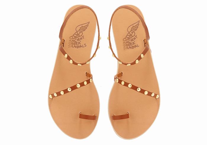 Dark Brown Women Ancient Greek Sandals Eleftheria Bee Toe-Post Sandals | DQF3775DI