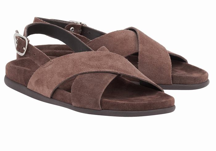 Dark Brown Women Ancient Greek Sandals Ikesia Casual Sandals | KQE1166LB