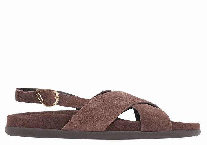 Dark Brown Women Ancient Greek Sandals Ikesia Casual Sandals | KQE1166LB