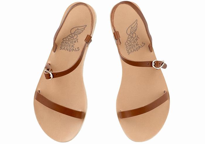 Dark Brown Women Ancient Greek Sandals Niove Leather Back-Strap Sandals | OCM3713SR