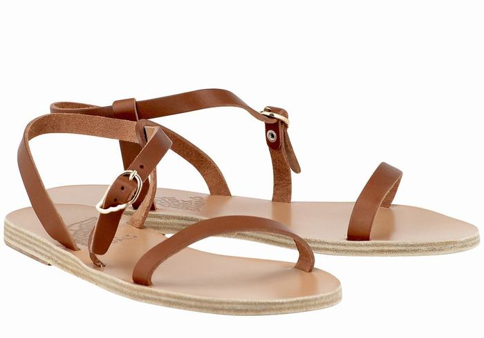 Dark Brown Women Ancient Greek Sandals Niove Leather Back-Strap Sandals | OCM3713SR