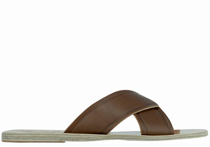 Dark Brown Women Ancient Greek Sandals Thais Slide Sandals | KXS9449RL