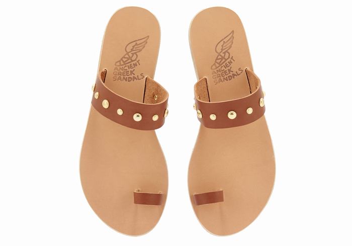 Dark Brown Women Ancient Greek Sandals Thalia Bee Toe-Post Sandals | VOA5932EN