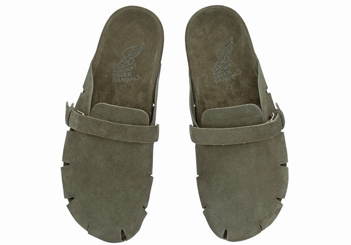 Dark Green Men Ancient Greek Sandals Atlas Slippers | PYU3544JT