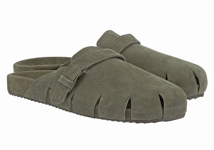 Dark Green Men Ancient Greek Sandals Atlas Slippers | PYU3544JT