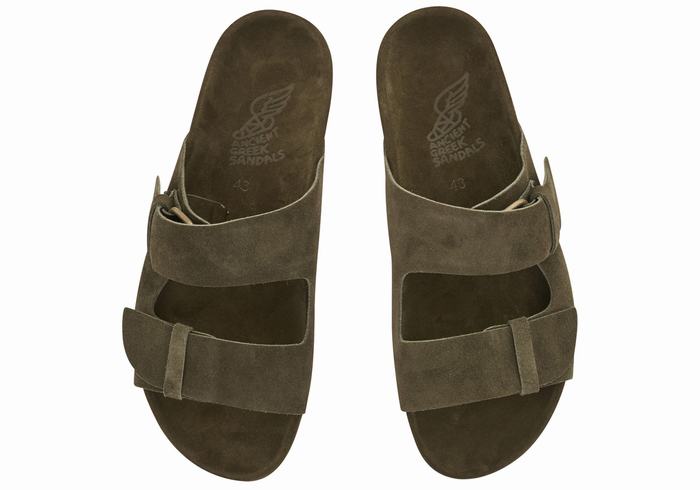 Dark Green Men Ancient Greek Sandals Diogenis Slippers | DZA363NC