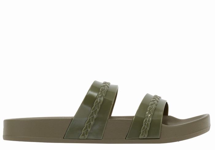 Dark Green Women Ancient Greek Sandals Meli Slide Sandals | PVL3013JV