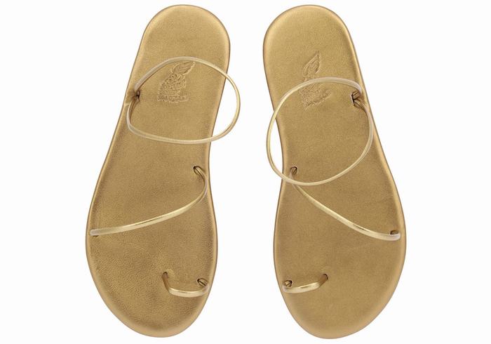 Gold Brown Women Ancient Greek Sandals Kansiz Toe-Post Sandals | LBH827MY