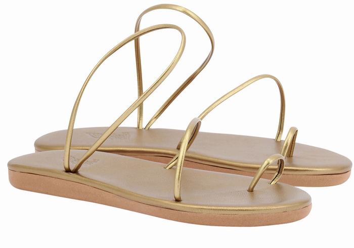 Gold Brown Women Ancient Greek Sandals Kansiz Toe-Post Sandals | LBH827MY