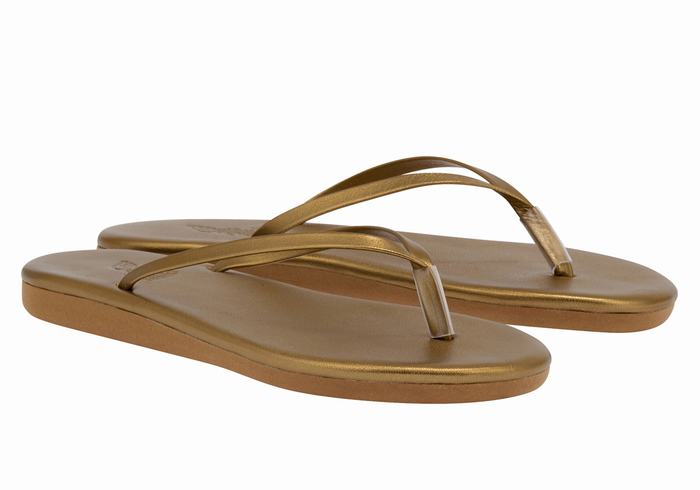 Gold Brown Women Ancient Greek Sandals Saionara Flip Flops | EGB1883CE