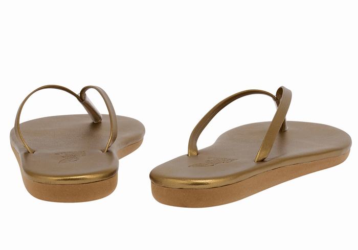 Gold Brown Women Ancient Greek Sandals Saionara Flip Flops | EGB1883CE