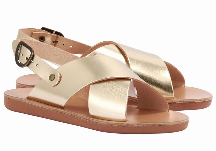 Gold White Kids' Ancient Greek Sandals Little Maria Soft Casual Sandals | DEP2713RD