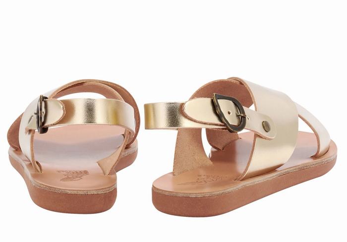 Gold White Kids' Ancient Greek Sandals Little Maria Soft Casual Sandals | DEP2713RD