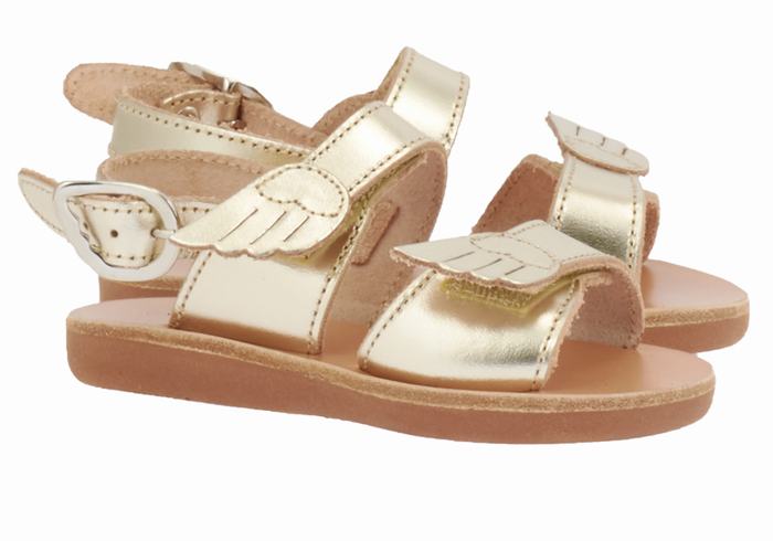 Gold White Kids' Ancient Greek Sandals Little Iliada Soft Casual Sandals | ZNK2125PV