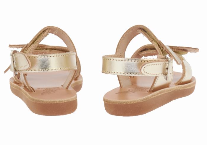 Gold White Kids' Ancient Greek Sandals Little Iliada Soft Casual Sandals | ZNK2125PV