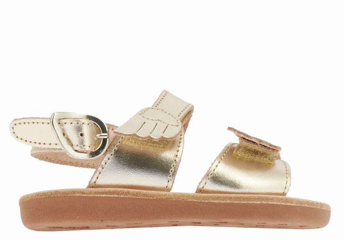 Gold White Kids\' Ancient Greek Sandals Little Iliada Soft Casual Sandals | ZNK2125PV