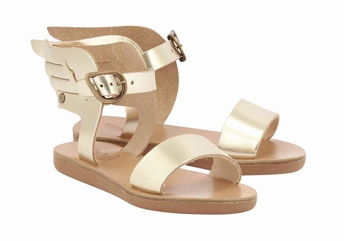 Gold White Kids' Ancient Greek Sandals Little Ikaria Soft Casual Sandals | ZQL852HF