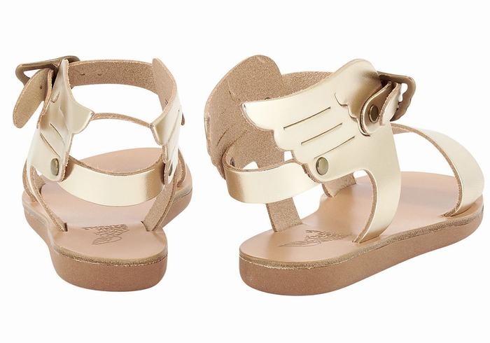 Gold White Kids' Ancient Greek Sandals Little Ikaria Soft Casual Sandals | ZQL852HF