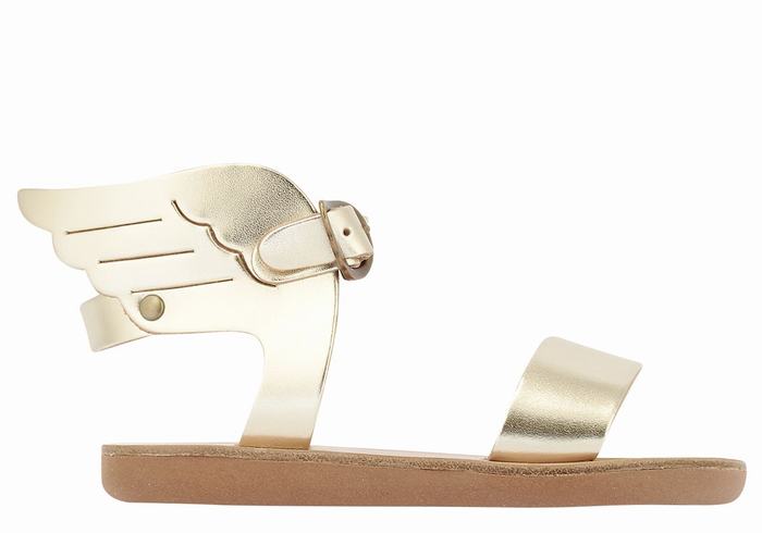 Gold White Kids\' Ancient Greek Sandals Little Ikaria Soft Casual Sandals | ZQL852HF