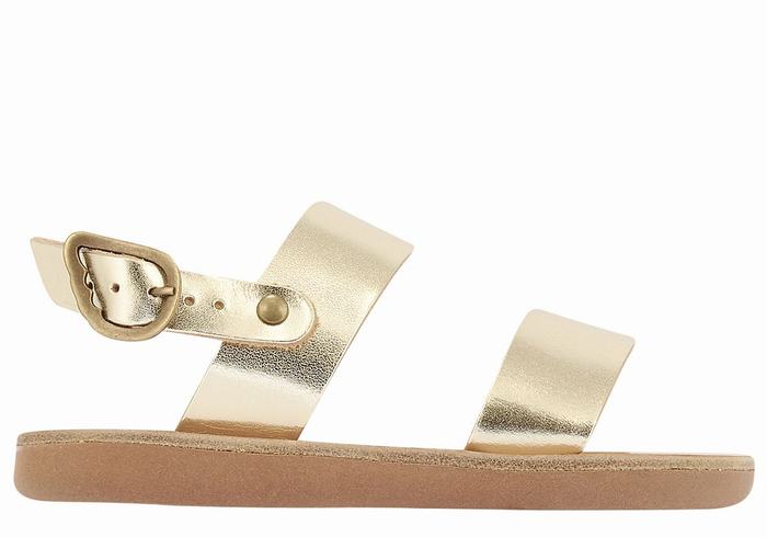 Gold White Kids\' Ancient Greek Sandals Little Clio Soft Casual Sandals | QUT5555TY