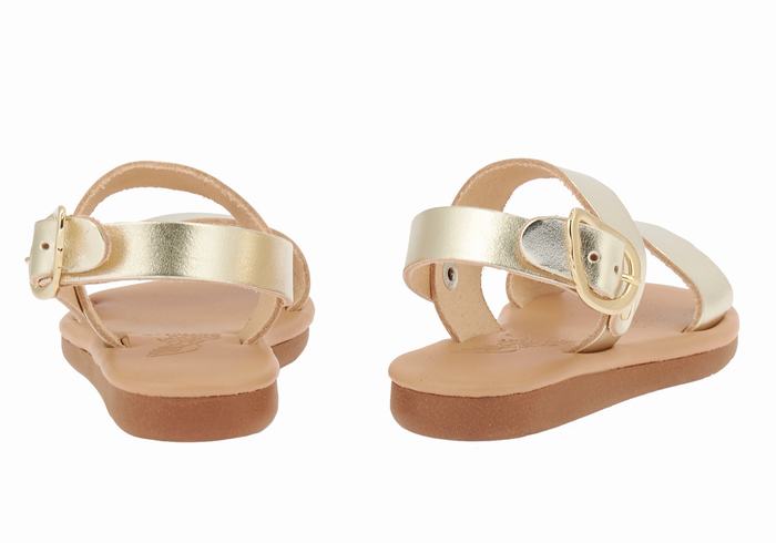 Gold White Kids' Ancient Greek Sandals Little Calamos Soft Casual Sandals | XXE9310ZE