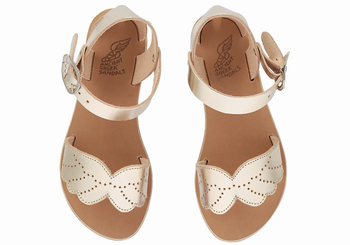 Gold White Kids' Ancient Greek Sandals Little Andromeda Soft Casual Sandals | YHD7429QY