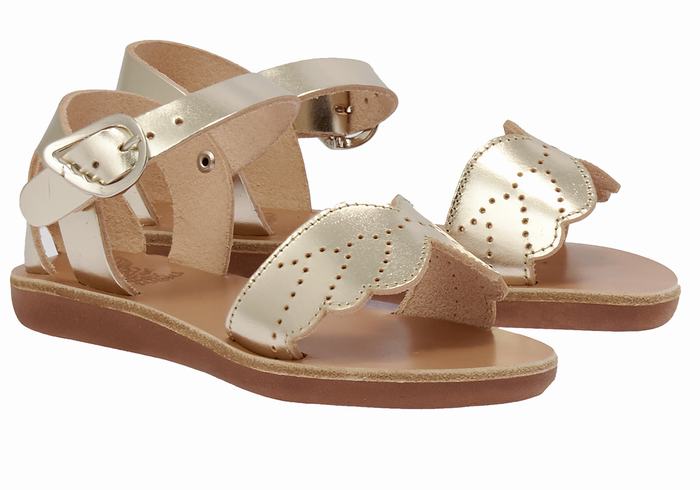 Gold White Kids' Ancient Greek Sandals Little Andromeda Soft Casual Sandals | YHD7429QY