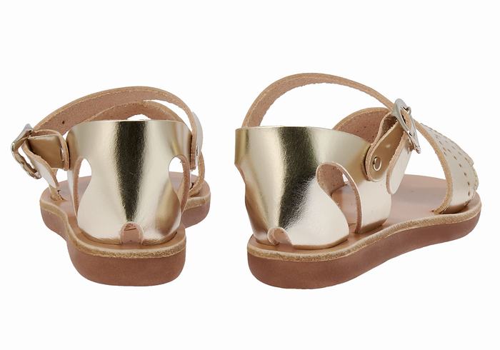 Gold White Kids' Ancient Greek Sandals Little Andromeda Soft Casual Sandals | YHD7429QY