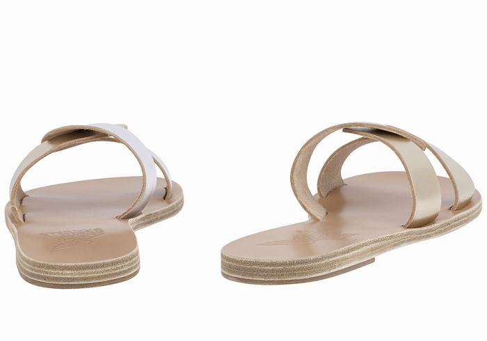 Gold White Silver Women Ancient Greek Sandals Desmos Slide Sandals | DSC2185RP