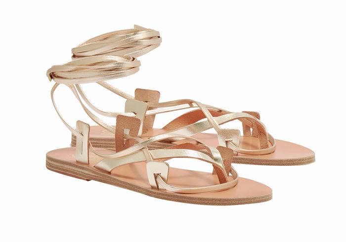 Gold White Women Ancient Greek Sandals Artemis De Gambies Gladiator Sandals | AMD10039XJ