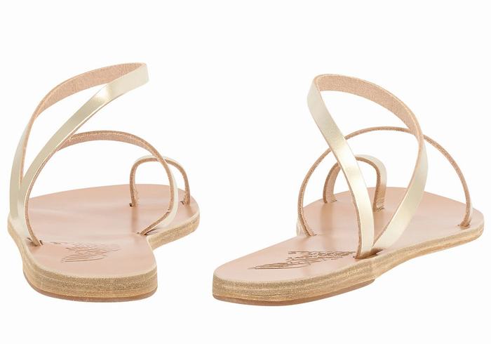 Gold White Women Ancient Greek Sandals Apli Eleftheria Leather Fisherman Sandals | JBI7865HX