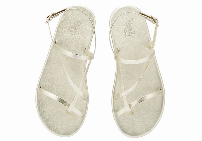 Gold White Women Ancient Greek Sandals Alethea Back-Strap Sandals | JNV4680MU