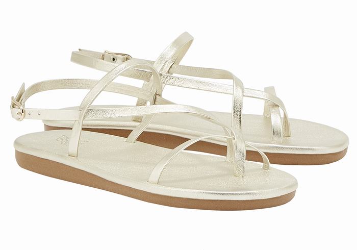 Gold White Women Ancient Greek Sandals Alethea Back-Strap Sandals | JNV4680MU