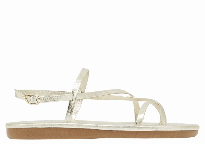 Gold White Women Ancient Greek Sandals Alethea Back-Strap Sandals | JNV4680MU