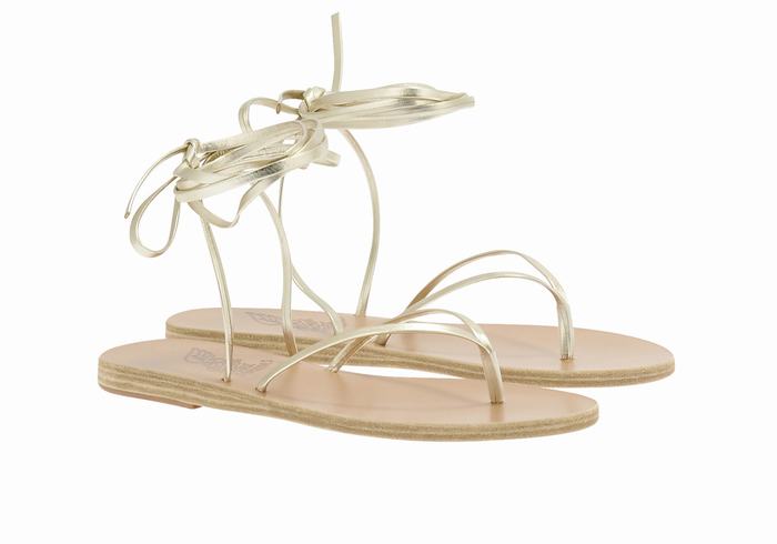 Gold White Women Ancient Greek Sandals Celia Gladiator Sandals | AJS9852RG