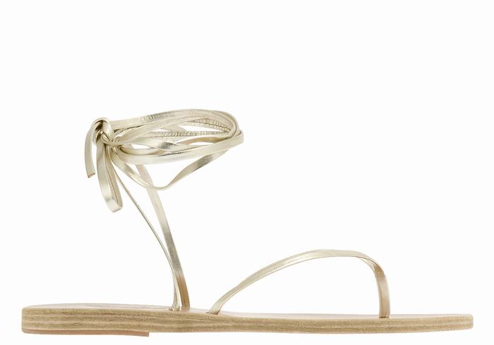 Gold White Women Ancient Greek Sandals Celia Gladiator Sandals | AJS9852RG