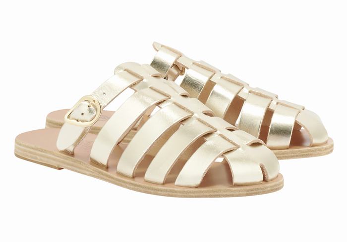 Gold White Women Ancient Greek Sandals Cosmia Fisherman Sandals | UDC7949XU