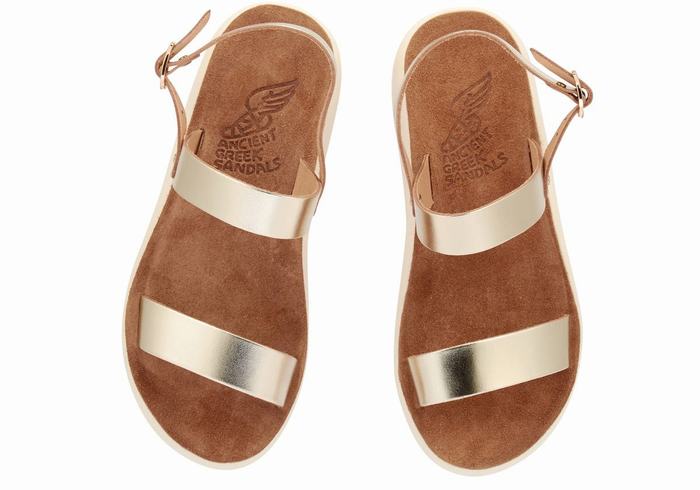 Gold White Women Ancient Greek Sandals Clio Comfort Casual Sandals | KSA4193XV