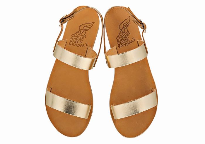 Gold White Women Ancient Greek Sandals Clio Back-Strap Sandals | UGH5738DU